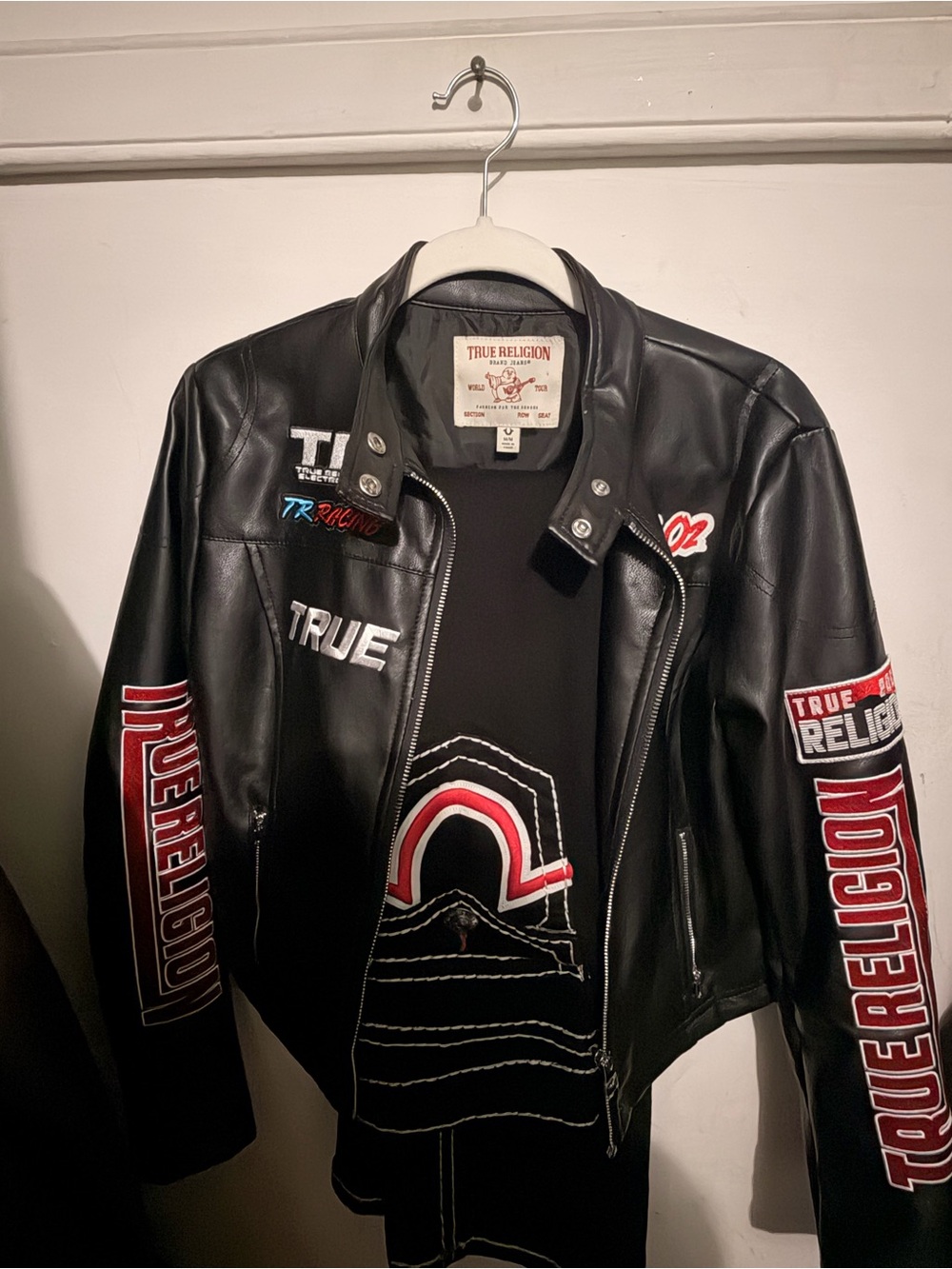 True Religion Black Leather Racing Jacket - women’s